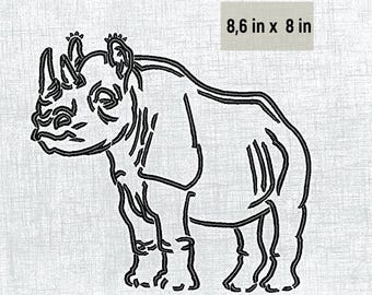 Rhino Pattern Digital Embroidery Design - Animal Quilt Art