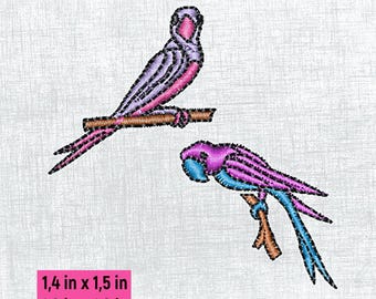 Colorful Parrot Embroidery Pattern - Instant Download, 4x4 Hoop