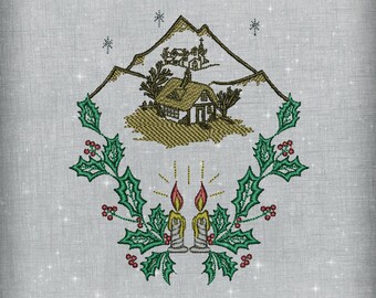 Christmas Snow Village Embroidery Pattern - Instant Download in 11 Formats