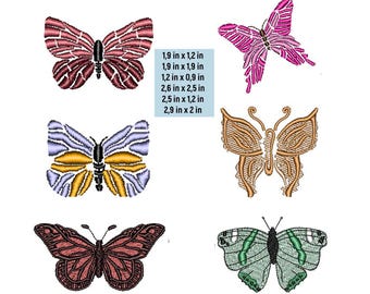 Butterfly Embroidery Design - digital file - 6 different designs