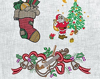 Christmas Celebration Embroidery Design Set - Digital Download - 3 Patterns - 11 Formats