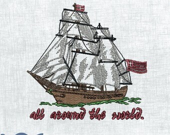 Sail Away with Our Sea Ship Embroidery Kit - Digital Patterns Included!