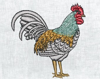 Charming Rooster Embroidery Design - Digita l Download - 6x6.3cm Cute Pattern