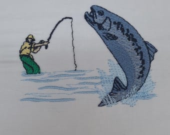 Fish catcher Embroidery Design - Digital Download - Instant Access