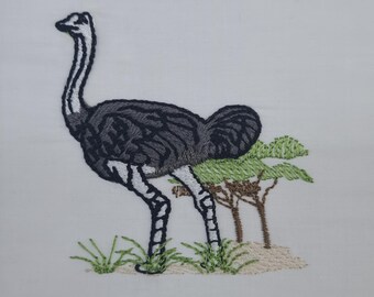 Ostrich Embroidery Design - 4x4 Hoop Digital Template - DIY Craft Project Instant Download