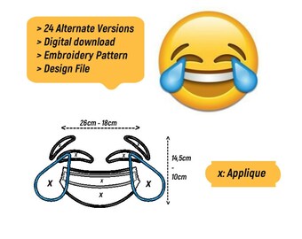 Emoji Pillows - Set of 2 Embroidered Pillow Cases - Cute Applique Pattern