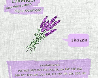 Beautiful Lavender Floral Digital Embroidery Design - Perfect for 4x4 Hoops