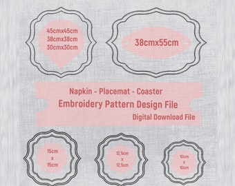 Napkin - Placemat - Coaster. Embroidery Pattern Design File. CODE :054
