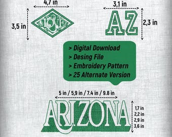 Arizona Southwest Embroidery Patterns - Set of 3 Designs in 4 Sizes - Digital Download