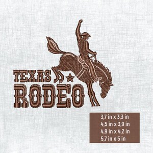 Texan Rodeo Embroidery Design - Apparel and Bag Decoration - 4 Size Choices