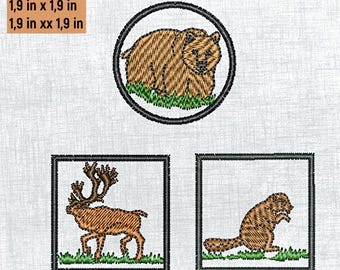 Cute Woodland Animals Digital Embroidery Pattern - Bear, Deer, Mole