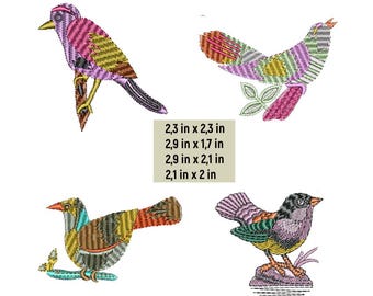 Colorful Bird Embroidery Patterns - 4 Designs - Digital Download Pack