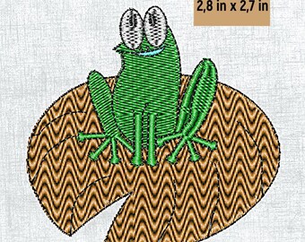 Hoppy Frog Embroidery Pattern - Cute Design, Fits 4x4 Hoop