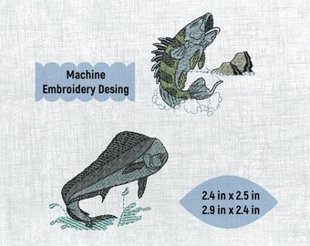 Digital Dolphin Embroidery Pattern - 4x4 Hoop - Sewing Instant Download