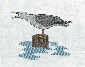 Seagull Embroidery Design - Coastal Bird Pattern - Instant Digital Download