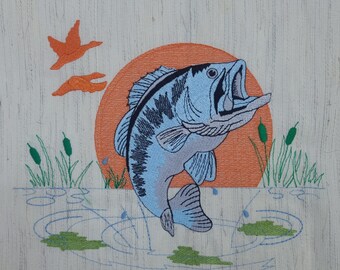 Fish Embroidery Design - digital file - Size: 9.7''x 8''