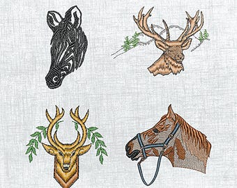 Animal Embroidery Patterns - Zebra, Horse, Deer Designs - DIY Craft Kit