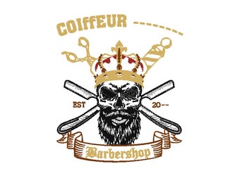 Custom Barber Logo Embroidery Pattern for Personalization