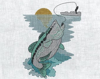 Whimsical Fish Embroidery Template - Instant Download