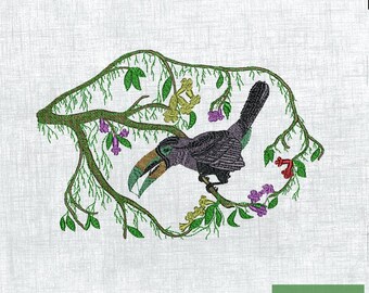 Parrot Embroidery Digital Pattern - Colorful Sewing Design