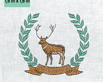 Deer Brove Embroidery Design - Size: 2''x1.7''