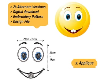 Fun Emoji Applique Pillow Case Set - 2 Sizes Available - Embroidered Design