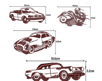 Classic Car Embroidery Patterns - Set of 4 Designs, Instant Download