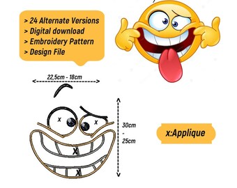 Emoji Pillow Case Embroidery Set - Fun Applique Patterns in 2 Sizes
