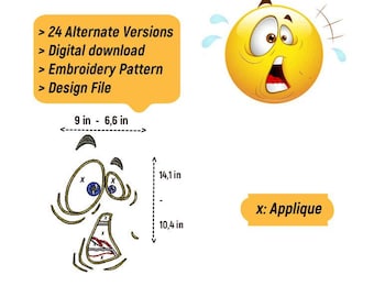 Emoji Pillow Case Embroidery Set - Confused Face Pattern - 2 Sizes Available
