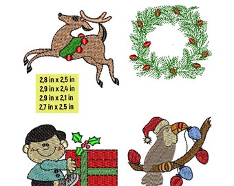 Christmas Ornament Embroidery Designs Set - Instant Download - Four Festive Patterns