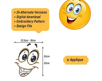 Emoji Pillow Case Embroidery Duo - Set of 2 Sizes - Fun Applique Pattern