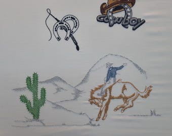 Western Cowboys Embroidery Patterns - Pack of 4 Designs - Instant Download