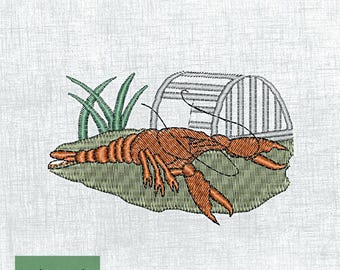 Lobster Embroidery Pattern - Digital Download for Nautical Decor