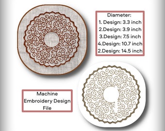 Modern Coaster Embroidery Pattern | Instant Download | Multiple Formats Included