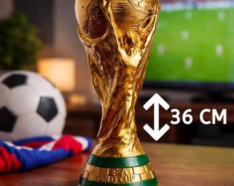 Replika der Weltmeisterschaftstrophäe, Originalgröße 36 cm – Fußballtrophäe, Goldverzierung