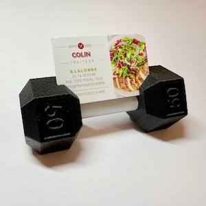 Porte-cartes visite Haltère - Cadeau salle de sport, entraîneur personnel, accessoire bureau, chiropraticien, coach fitness original