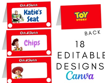 TOY STORY Birthday Decoration Place Cards & Food Labels, Toy Story Party Decorations, Favors, Digital and Printable Tent Card, Etch