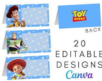 TOY STORY Decoración de cumpleaños Tarjetas de lugar y etiquetas de alimentos, Decoraciones de fiesta de Toy Story, Favores, Tarjeta de tienda digital e imprimible, en blanco