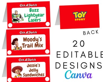 TOY STORY Birthday Decoration Place Cards & Food Labels, Toy Story Party Decorations, Favors, Digital and Printable Tent Card, Pre Written