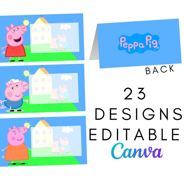 Pig Party Place cards, Pig Party Decoration, Foot Tents, George, Centre Piece, Digital and Printable, Editable, Childrens birthday party