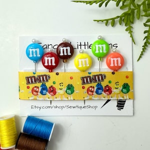 Candy Sewing Pins Set • M&M Inspired Quilting Pins • Fun Scrapbook Crafting Gift