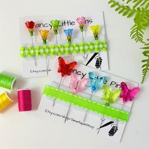 Decorative Sewing Pins – Butterfly or Flower Quilting and Craft Pins, Handmade Summer Notions for Crafters