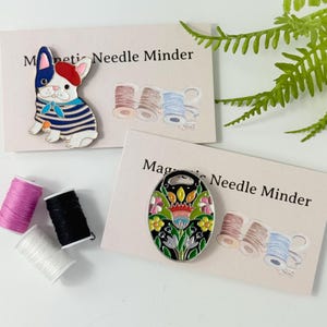 Magnetische naaldminder: borduurgereedschap Franse buldog of bloemen