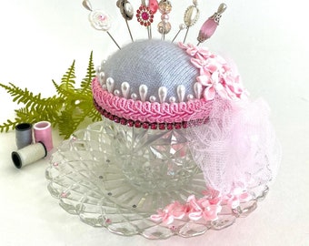 Vintage Teacup Pincushion: Handmade Floral Sewing Accessory