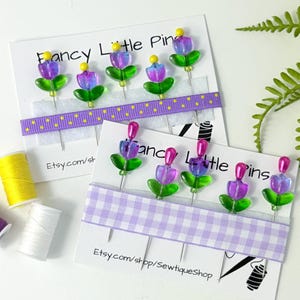 Flower Sewing Pins – Yellow or Pink Center, Quilting & Craft Notions