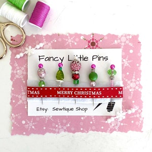 Handmade Christmas Decorative Pin Set | Festive Sewing and Quilting Accessories | Unique Stocking Stuffer Idea