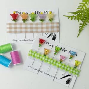 Flower Sewing Pins – Handmade Quilting Notions, Colorful Craft Pins, Decorative Pincushion Accessories