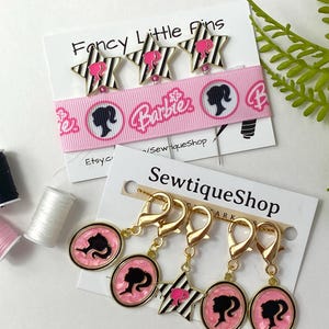 Barbie Stitch Markers or Craft Pins: Pink Sewing Accessories Gift Set