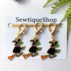 Halloween Witch Stitch Markers – Set of 3 Cute Knitting & Crochet Accessories – Spooky Yarn Markers for Crafters
