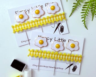 Egg-Shaped Sewing Pins: Handmade Decorative Quilt Pins, Set of 3
